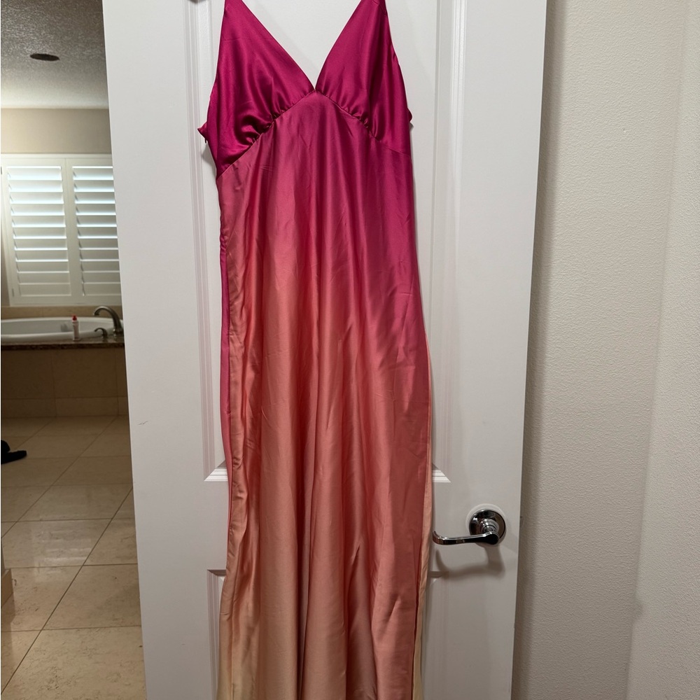 12th Tribe Fuchsia and Peach Ombre Slip Dress